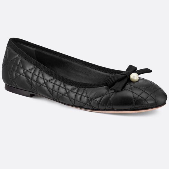 Dior Shoes - Dior Ballet Flats Quilted Cannage Calfskin in Black Size 36.5 NIB
